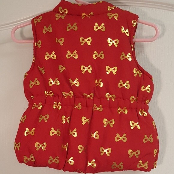 Healthtex Red Gold Bow Puffy Vest - Picture 3 of 3